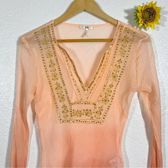 Metro Seven Sequin Coral Tunic Blouse Size Medium Women’s - Picture 2 of 9